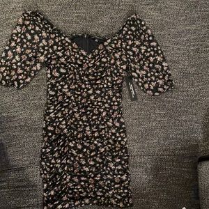Black flower off the shoulder dress
